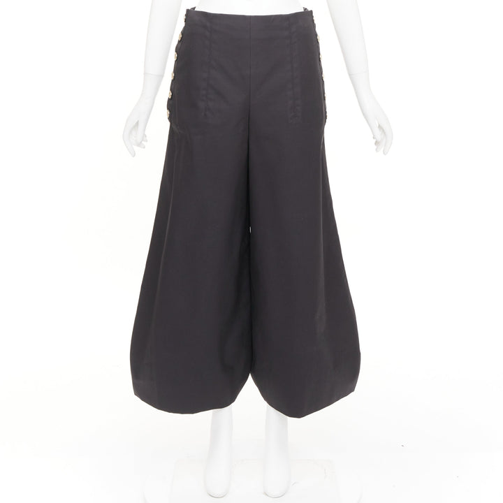 CHANEL Karl Lagerfeld Side Button High Waist Balloon Cropped cotton pants FR38 M