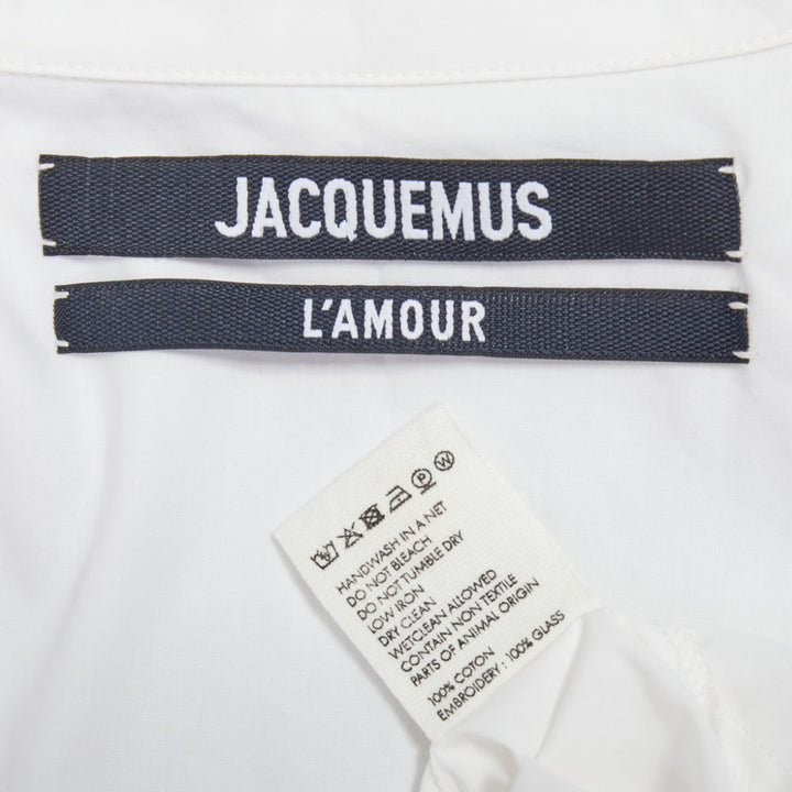JACQUEMUS 2021 L'amour La Chemise Ble white glass embellished shirt FR34 XS