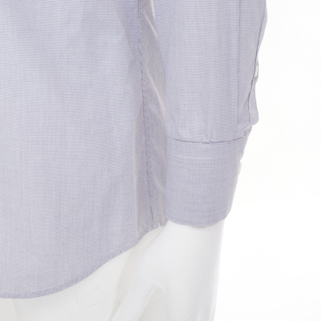 PRADA grey cotton micro checks long sleeve tailored formal collared shirt EU39 M