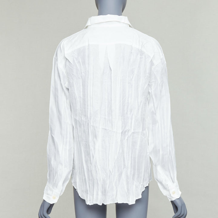 ISSEY MIYAKE Pleats Please white plisse pocketed shirt JP4 XL