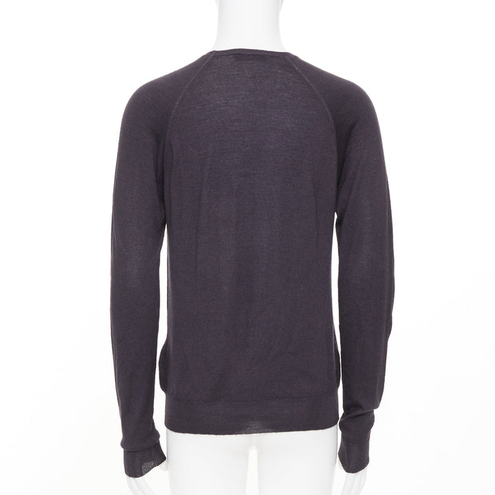 PRADA 2008 dark charcoal grey sheer wool silk blend long sleeve sweater IT46 S