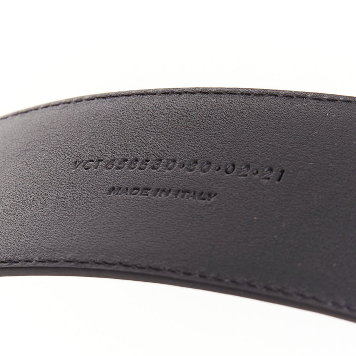 SAINT LAURENT 2021 Cabochon Wide Belt gold oval buckle  black leather belt 65cm