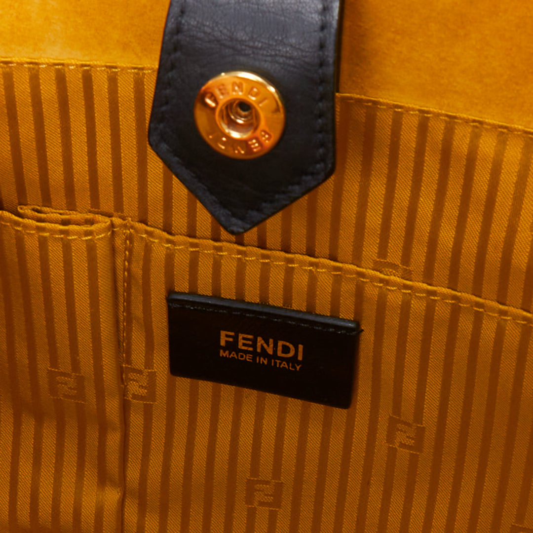 FENDI 2Jours yellow grey black leather tricolor colorblock tote bag