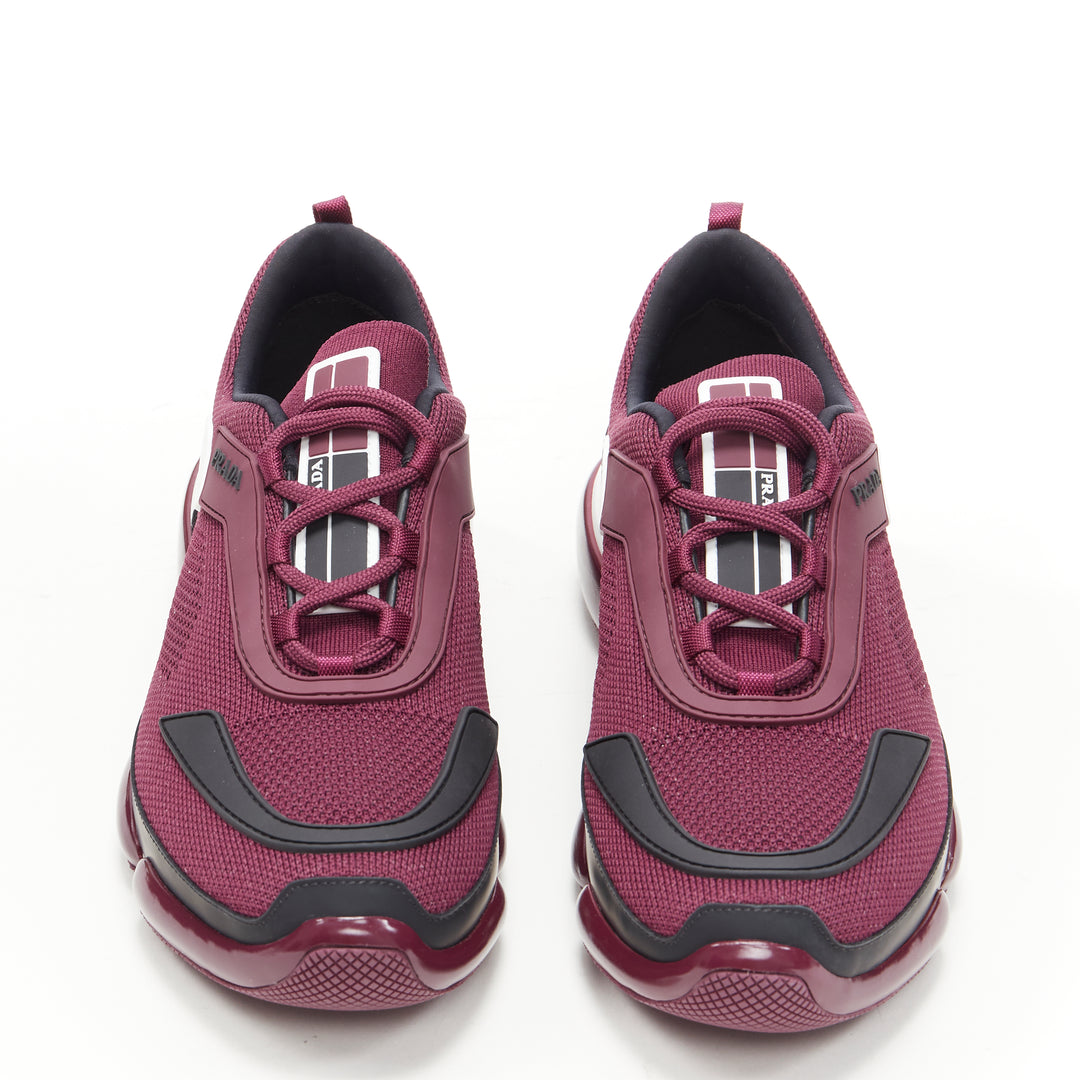 PRADA 2018 Cloudbust burgundy red rubber logo low top sneaker UK7 US8 EU41