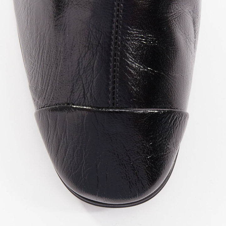 CHANEL 2019 Lami Fantasy black crinkled calfskin gold CC  chelsea boots EU39.5