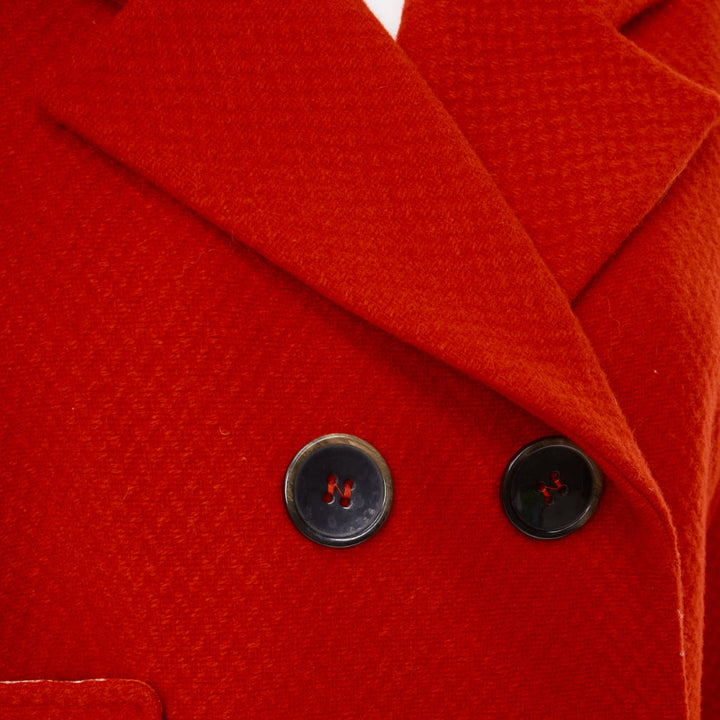 KENZO Vintage red wool floral intarsia back double breasted coat FR46 3XL