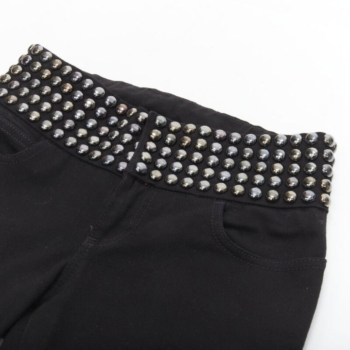 GUCCI silver dome stud embellishment waist black denim jeans IT36 XS