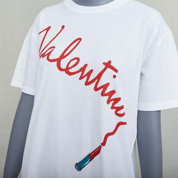 VALENTINO 2017 Zandra Rhodes lipstick graphic print script cotton tshirt XS