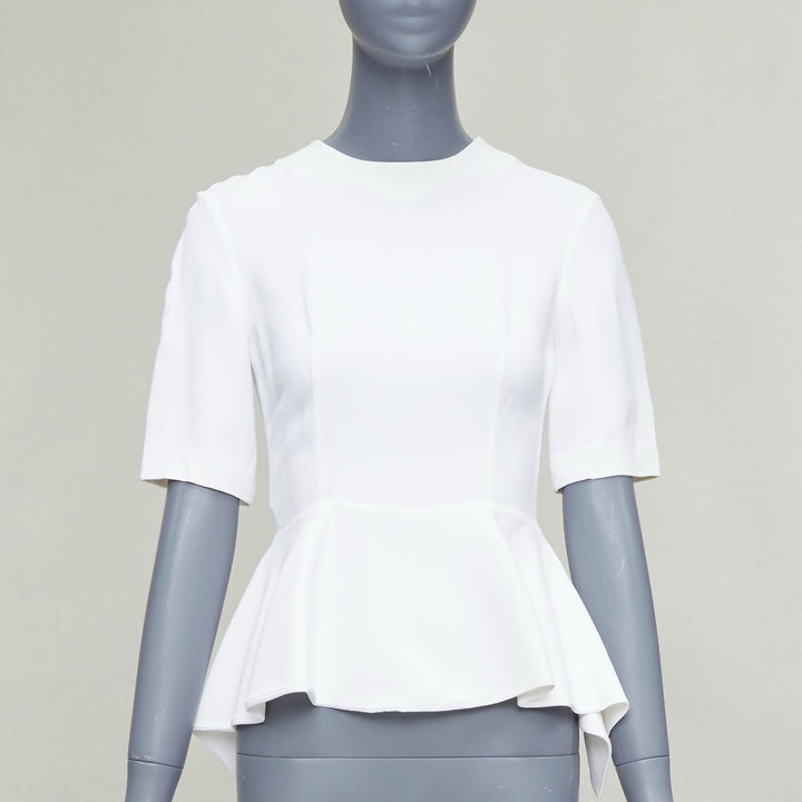 MIU MIU 2013 cream acetate blend peplum half sleeve top IT38 XS