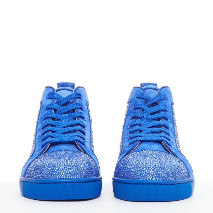 CHRISTIAN LOUBOUTIN Louis Orlato Strass sapphire cobalt crystal hi sneaker EU44