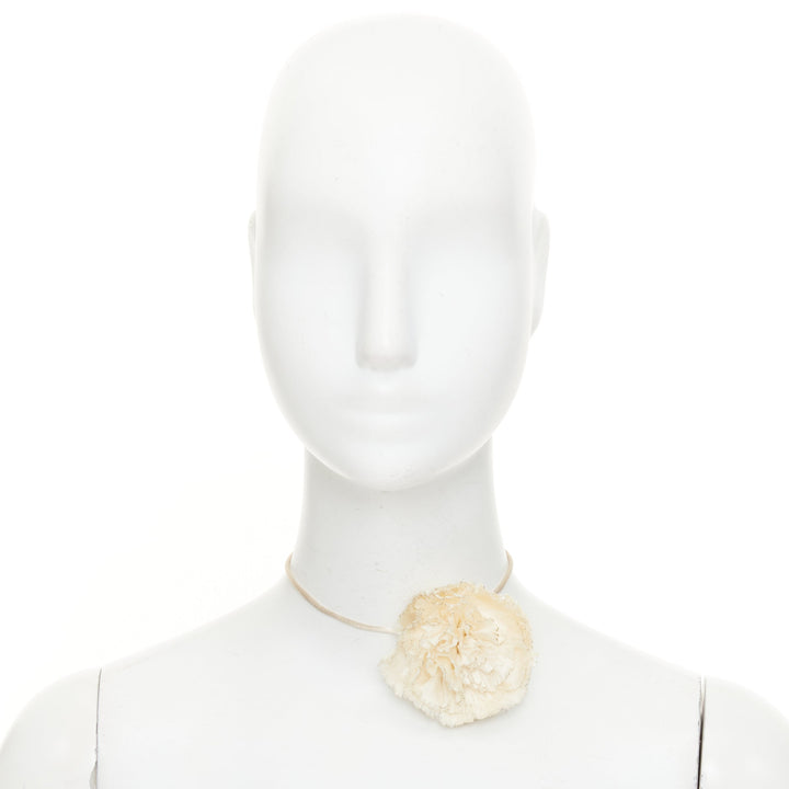 SAINT LAURENT Bridal Petite Fleur Carnation ivory frayed petal choker necklace