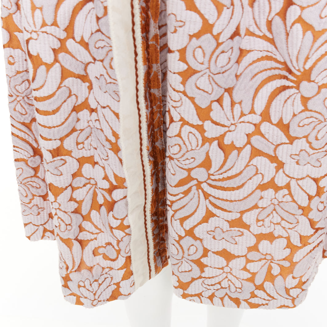 PRADA 2015 Runway purple brown floral jacquard overlocked stitch dress IT38 XS