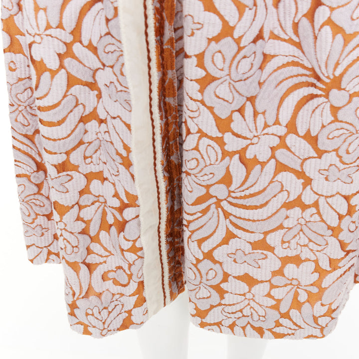 PRADA 2015 Runway purple brown floral jacquard overlocked stitch dress IT38 XS