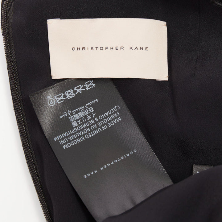 CHRISTOPHER KANE Runway black velvet satin paneled ruffled midi dress UK10 M