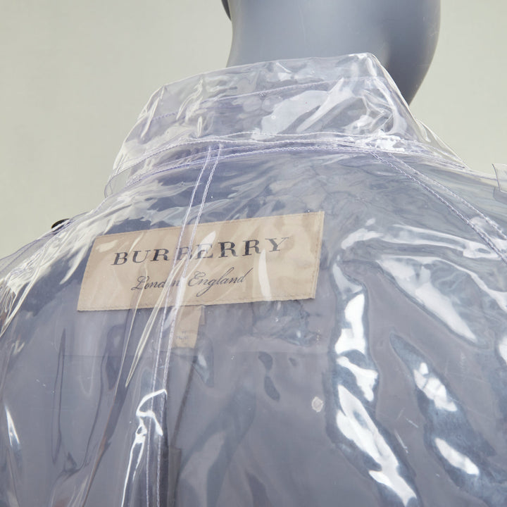 BURBERRY 2018 Runway transparent clear vinyl plastic double breasted trench M