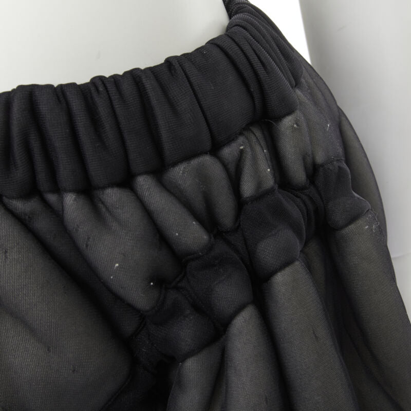 COMME DES GARCONS Vintage 1990 black sheer nylon drawstring padded puffy skirt M