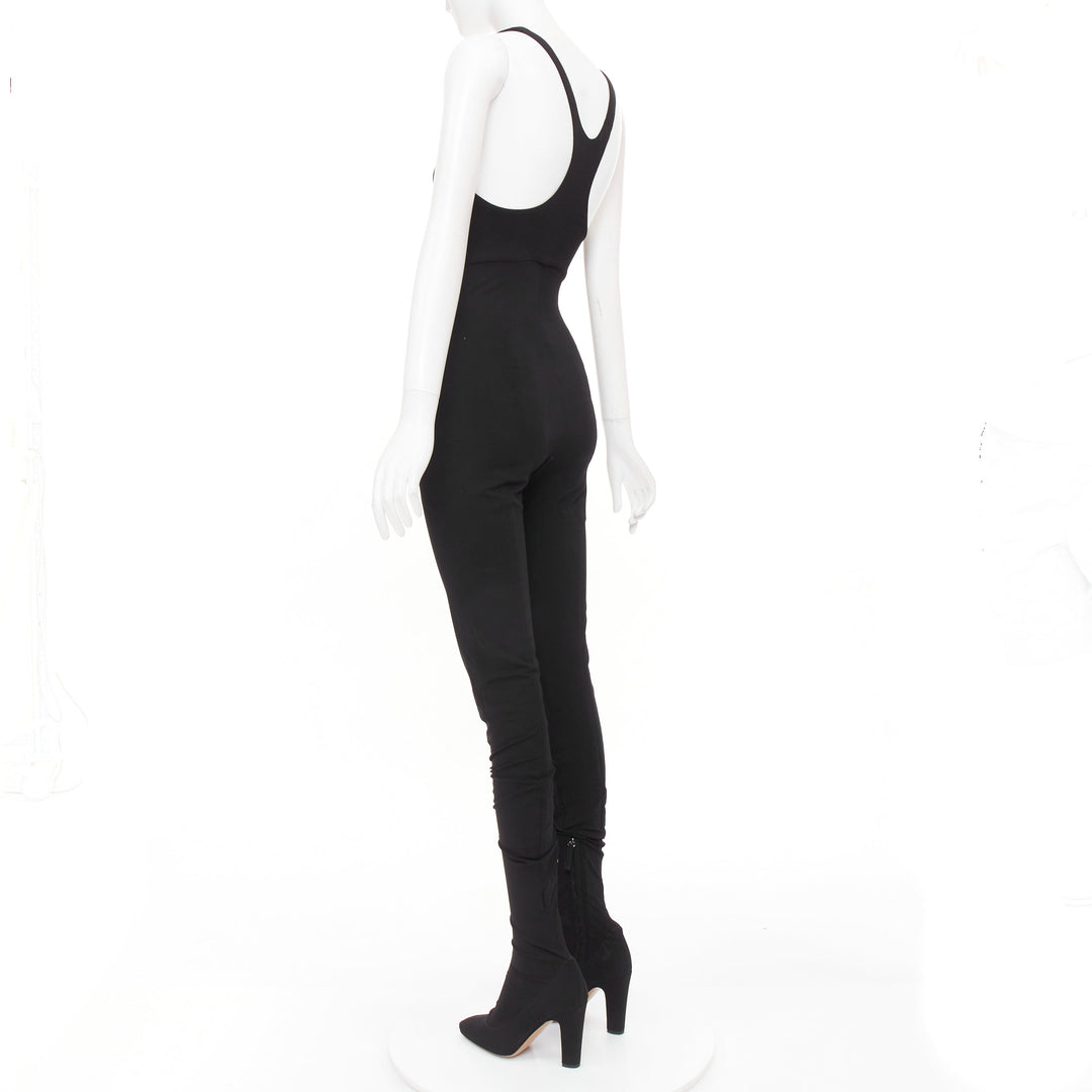 ALEXANDRE VAUTHIER COUTURE black tank jumpsuit pantashoes heel boots EU40