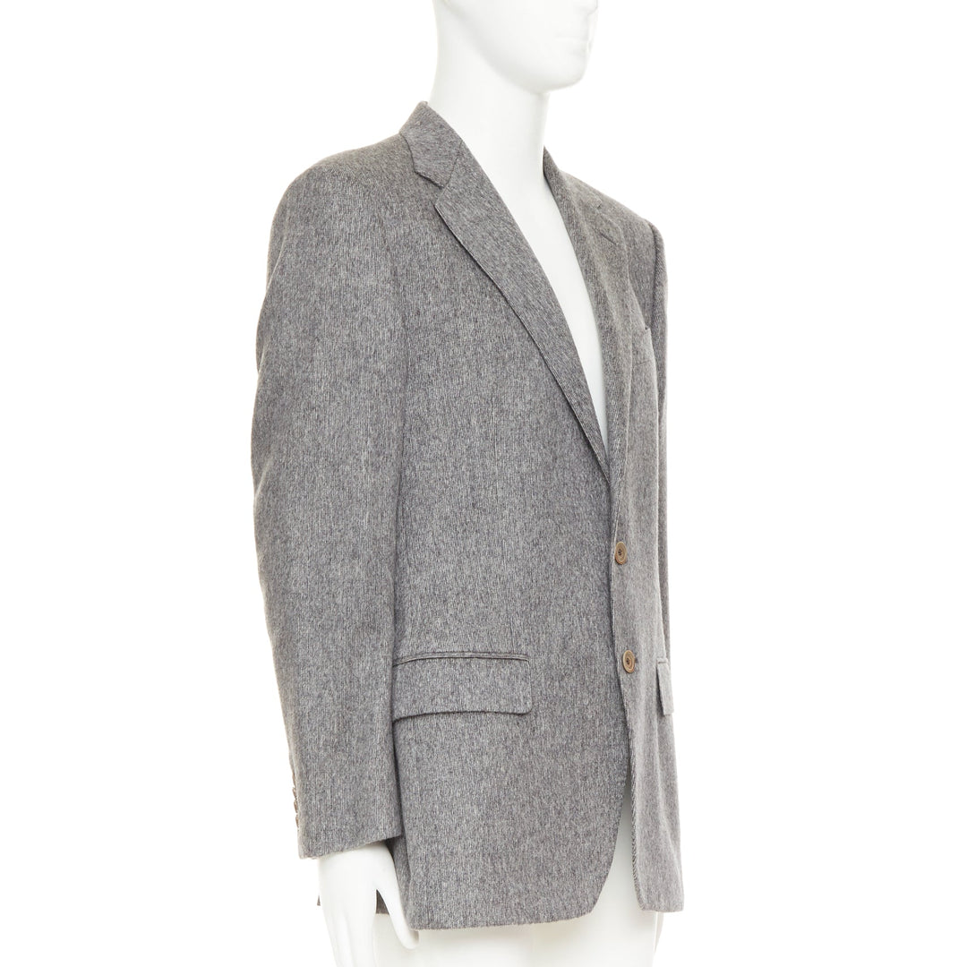 VERSACE 100% cashmere grey flap pocket 2-button unstructured blazer EU50 L