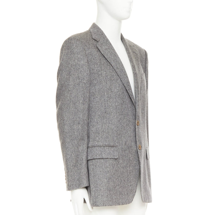 VERSACE 100% cashmere grey flap pocket 2-button unstructured blazer EU50 L