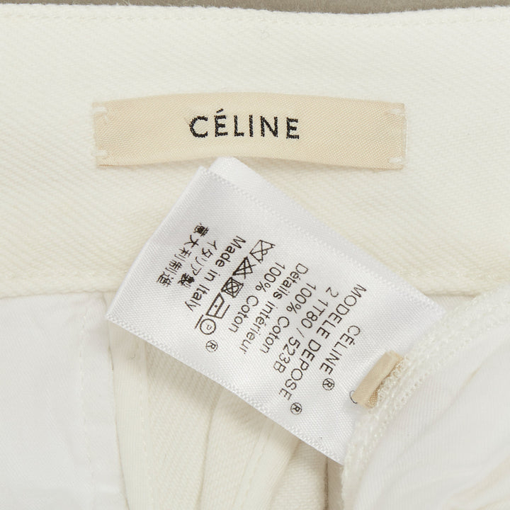 OLD CELINE Phoebe Philo off white cotton high waist flare leg crop jeans FR34 XS