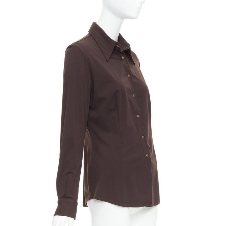 FENDI Jeans Vintage brown FF logo buttons fitted long sleeves shirt