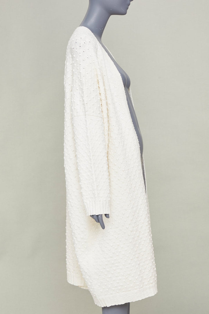 LAUREN MANOOGIAN 2022 Bubble Rib open front cream cotton cardigan knitwear OS