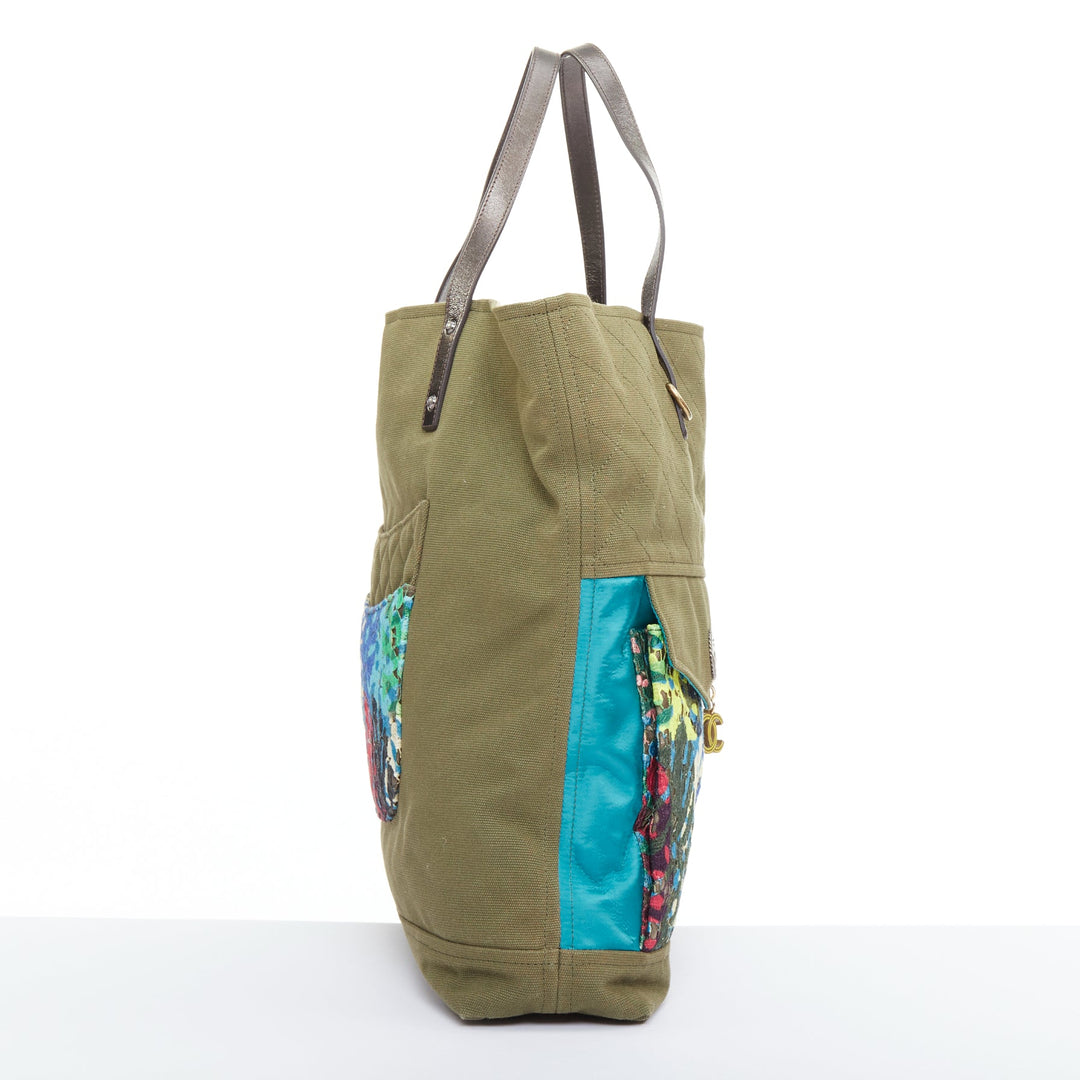 CHANEL 2017 Runway Coco Cuba Lace Guayabera Large Shopping Bag green tote