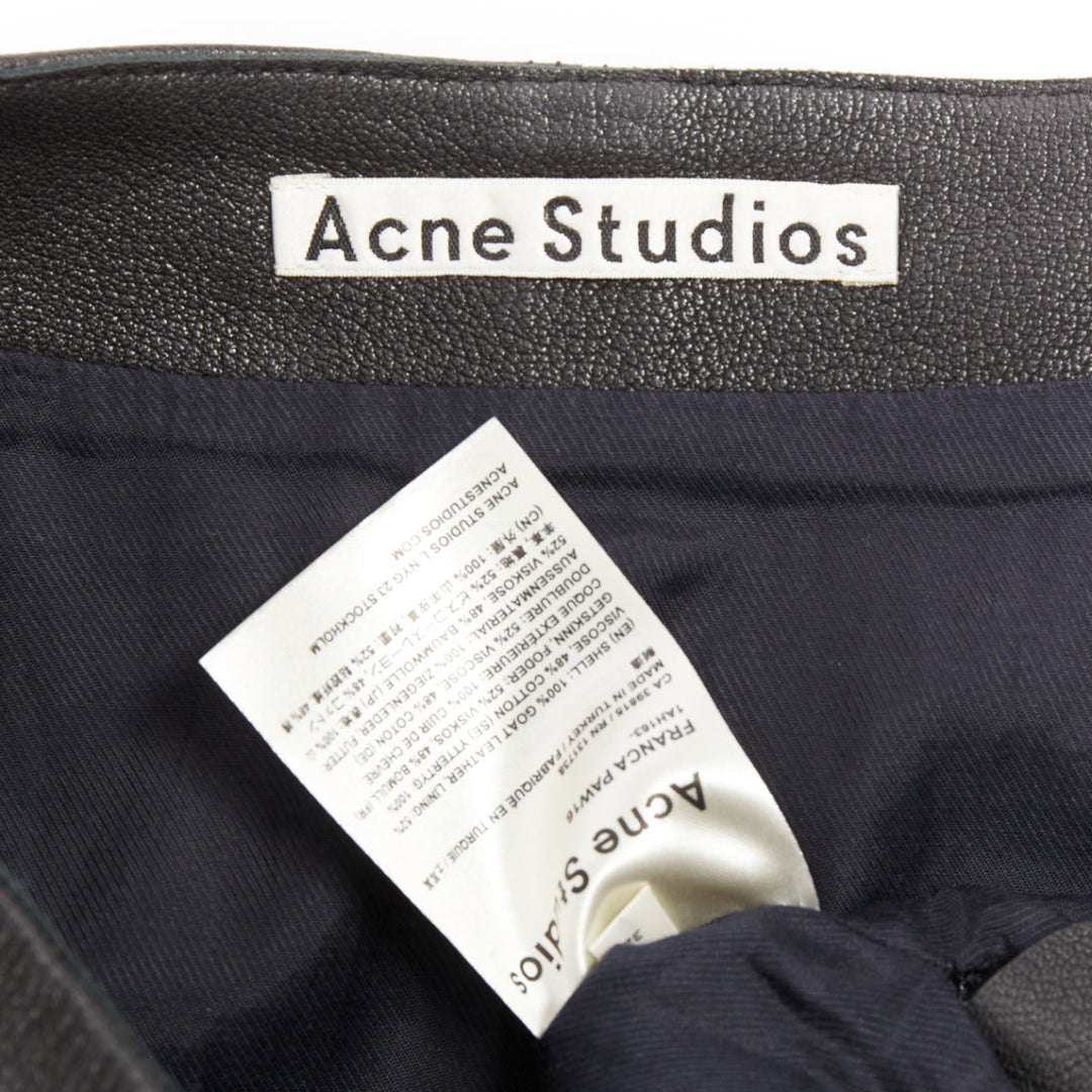 ACNE STUDIOS 2016 Franca black leather silver zip pencil skirt FR32 XXS