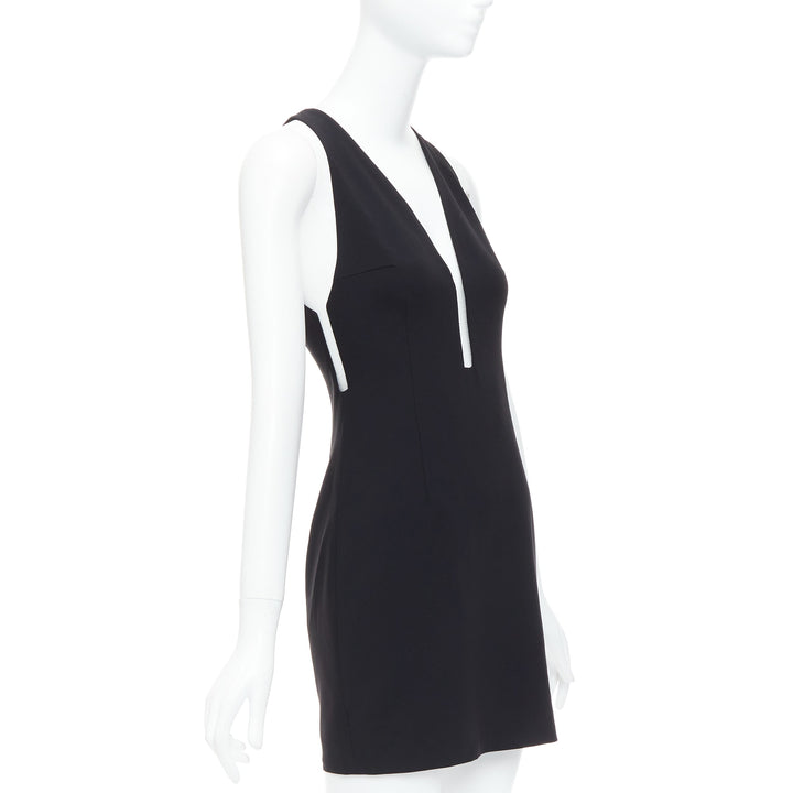 ALEXANDER WANG black fish wire plunge neck mini dress US2 S