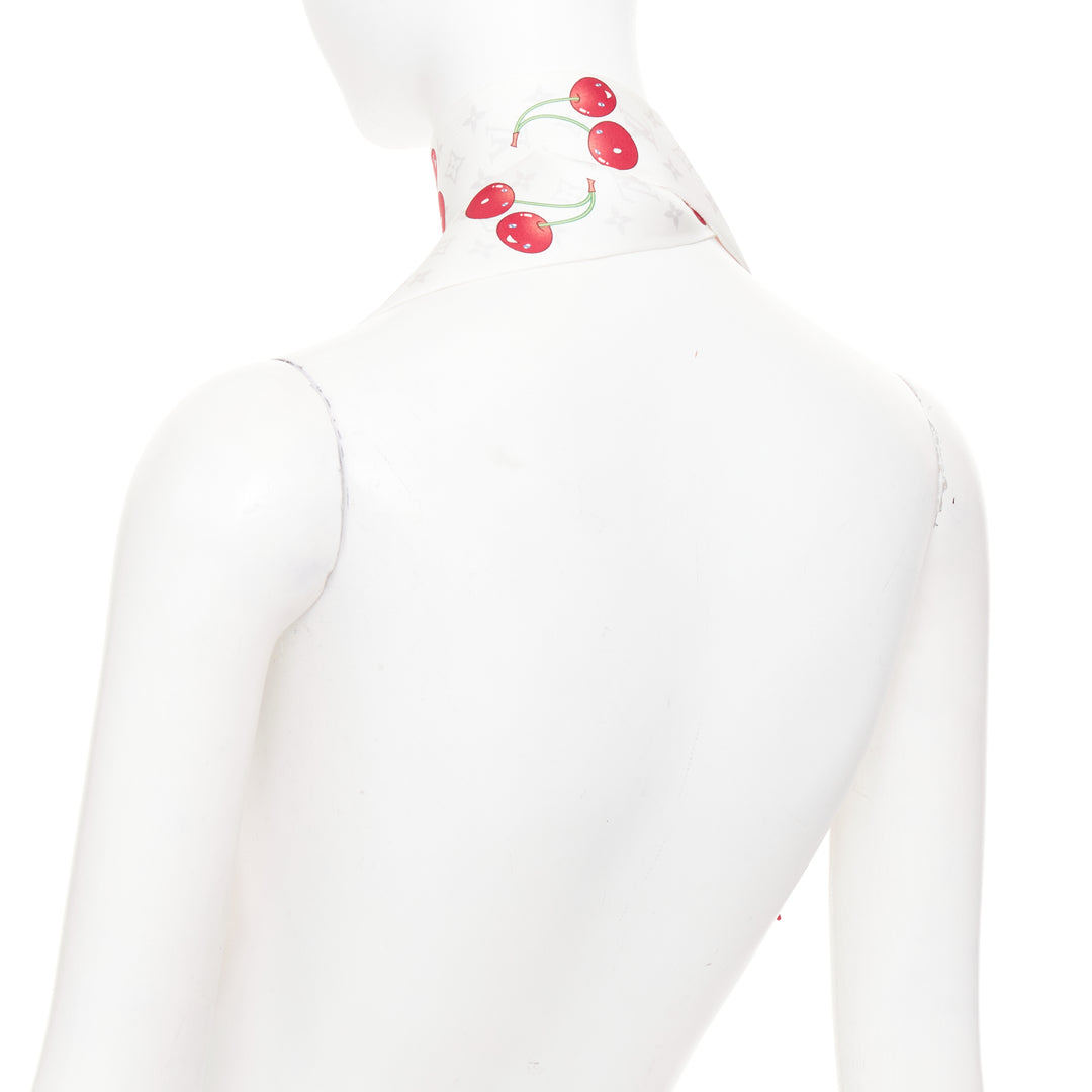 LOUIS VUITTON TAKASHI MURAKAMI Limited Edition Cerises white red silk scarf