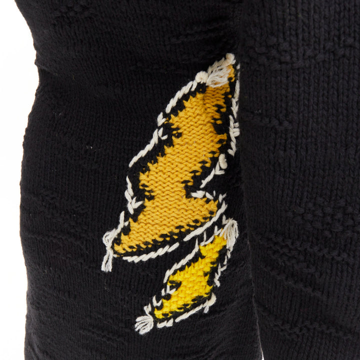 PRADA 2019 Runway Frankenstein black yellow Intarsia edge dress IT