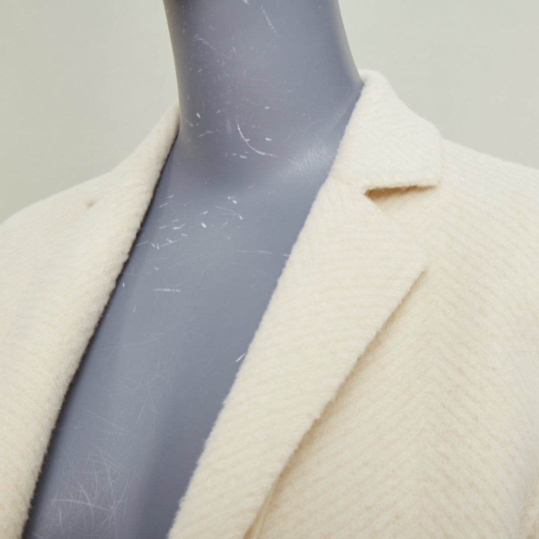 THEORY 2021 Silenna Chevron Good Wool textured open front off white outerwear P