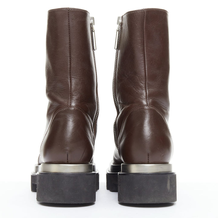 PETER DO Napa Moto tobacco brown metal square toe ankle boots EU38