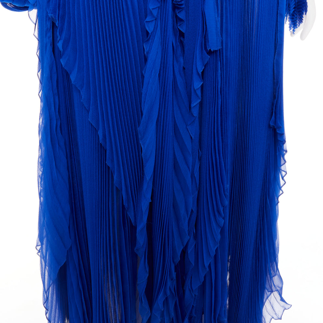 rare ALEXANDRE VAUTHIER COUTURE AW2022 Runway Lognon blue floral pleated gown