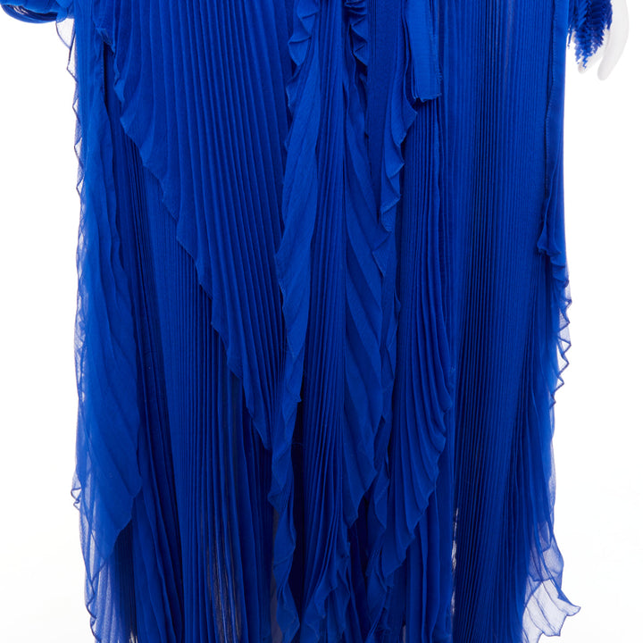 rare ALEXANDRE VAUTHIER COUTURE AW2022 Runway Lognon blue floral pleated gown