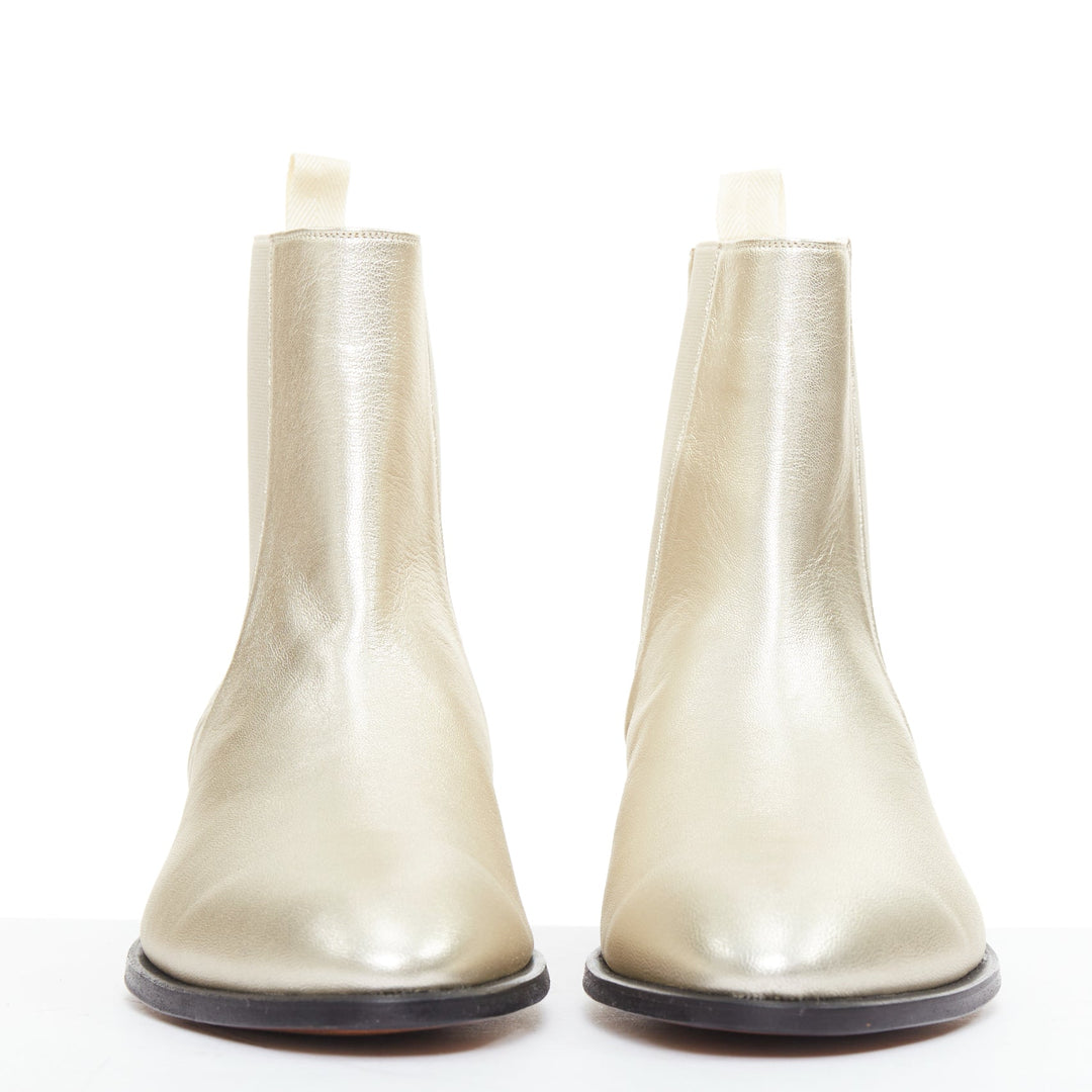 TOM FORD metallic light gold leather cuban heels Chelsea ankle boots UK9 EU43
