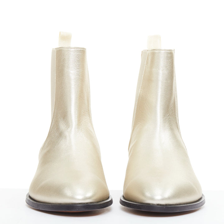 TOM FORD metallic light gold leather cuban heels Chelsea ankle boots UK9 EU43