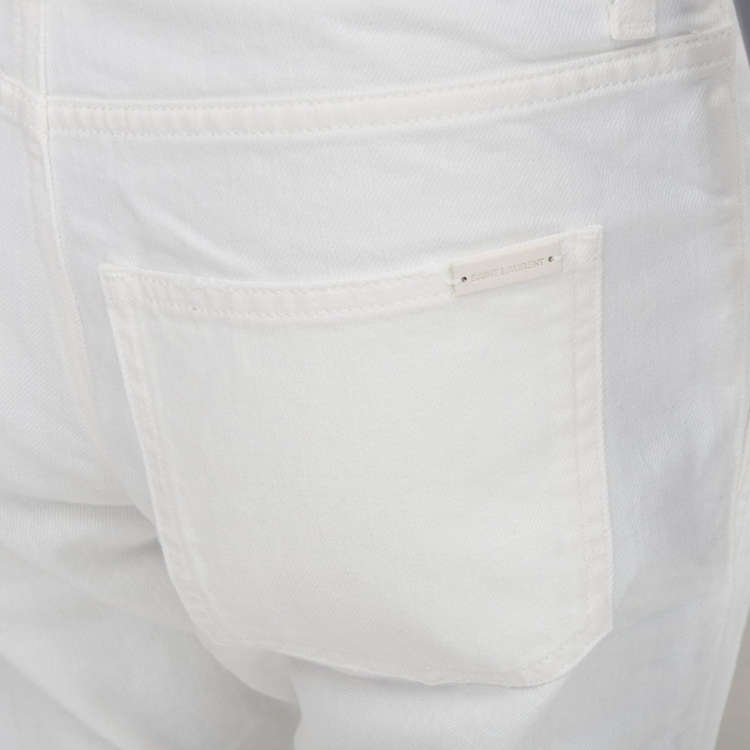 SAINT LAURENT 2020 D18 M SL LW off white cotton straight leg denim jeans 28"