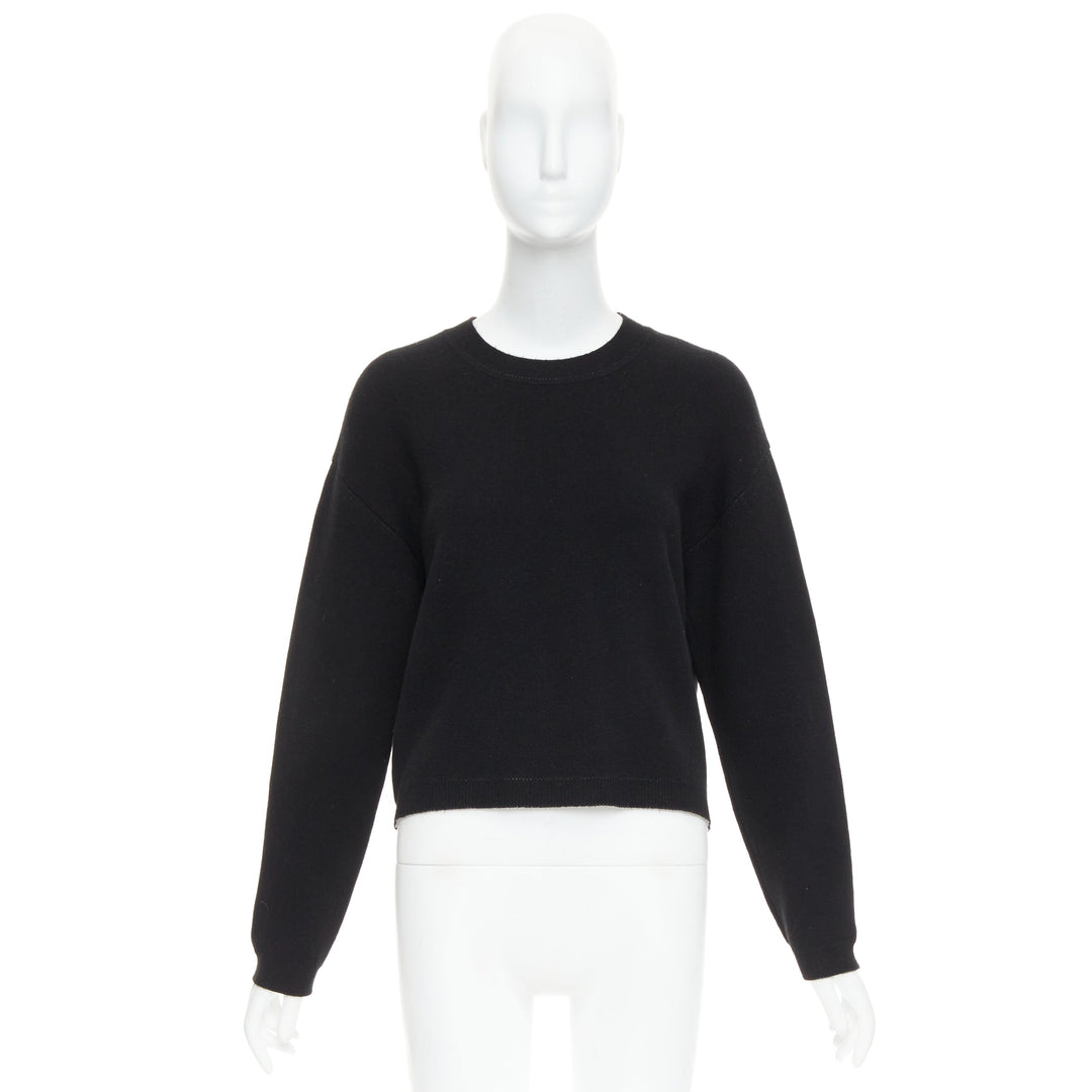 CHRISTIAN DIOR J'adior 8 black cashmere blend  crew neck crop sweater FR34 XS