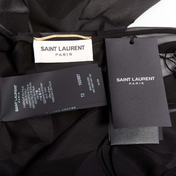 SAINT LAURENT 2023 Runway black  butterfly applique sheer maxi dress T2 M