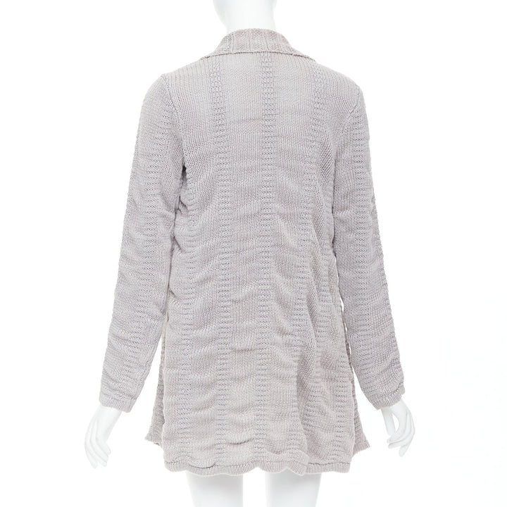 HELMUT LANG 100% linen light grey knit long sleeve open cardigan XS