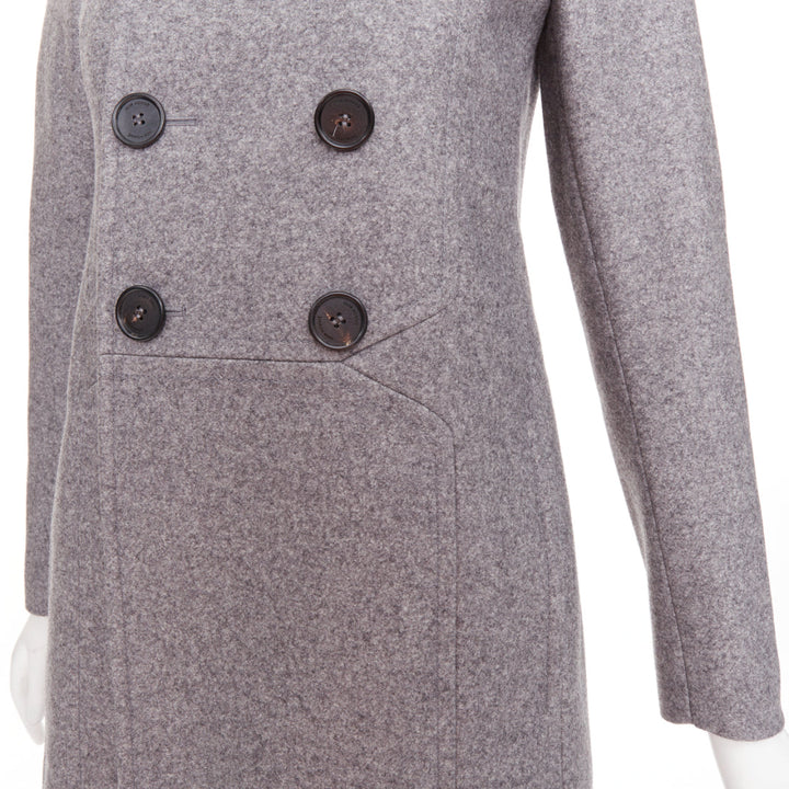 DIOR HOMME grey speckled wool blend felt double breasted epaulet coat FR38 M