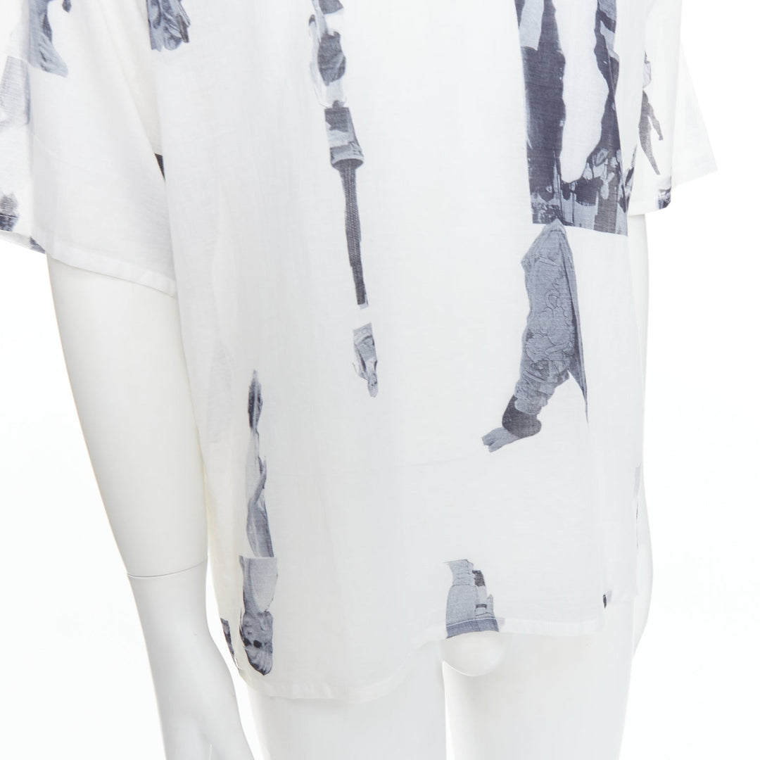 BLESS BERLIN  N31 white grey abstract portrait print boxy top S