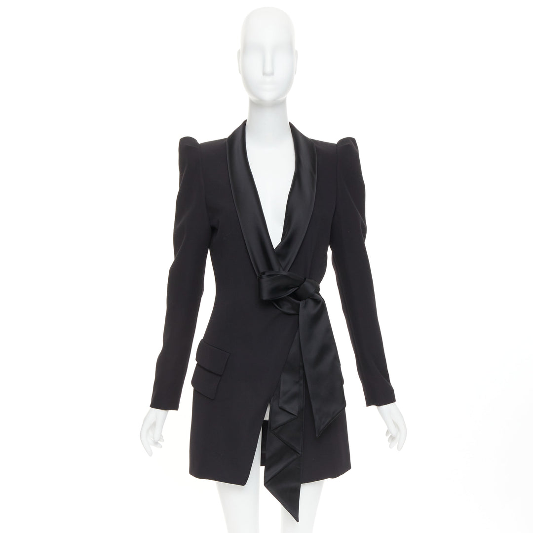 ALEXANDRE VAUTHIER COUTURE S2018 Runway black pagoda shoulder blazer dress FR36