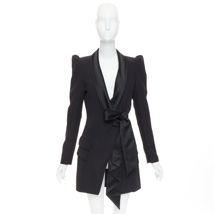 ALEXANDRE VAUTHIER COUTURE S2018 Runway black pagoda shoulder blazer dress FR36