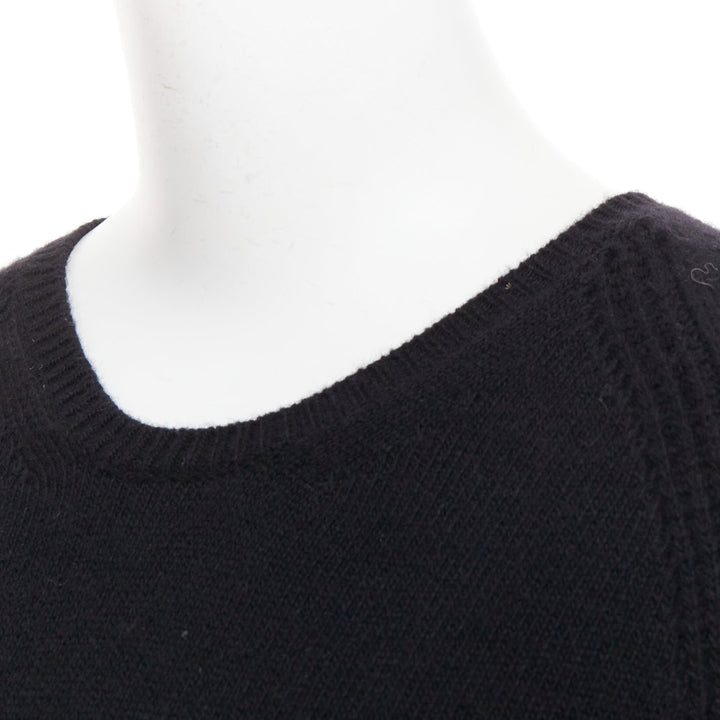 STELLA MCCARTNEY black virgin wool cashmere raglan sweater IT34 XXS