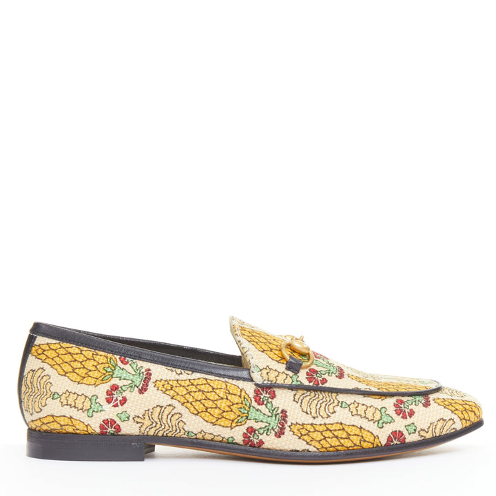 GUCCI 2019 Jordaan Garden Livia Carpenzano Pineapple canvas horsebit loafer EU37