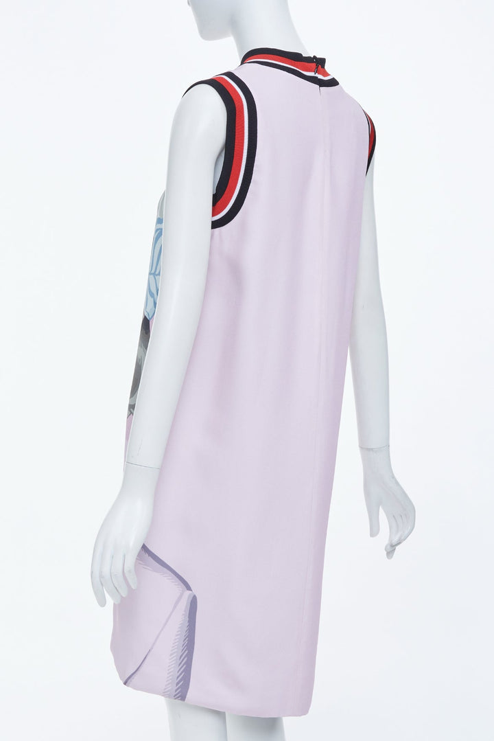 rare PRADA 2014 Runway Jeanne Detallante graphic face portrait wool dress IT40 S