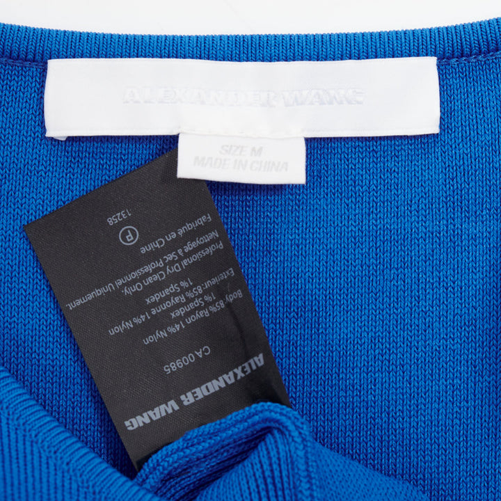 ALEXANDER WANG electric blue half peplum crew neck knitted dress M