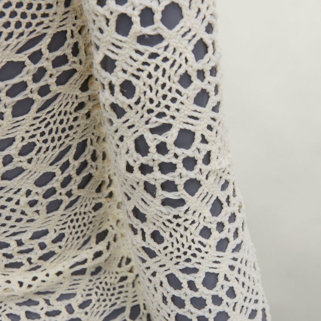 COMME DES GARCONS beige nylon braided crochet open knit mesh bodysuit leotard